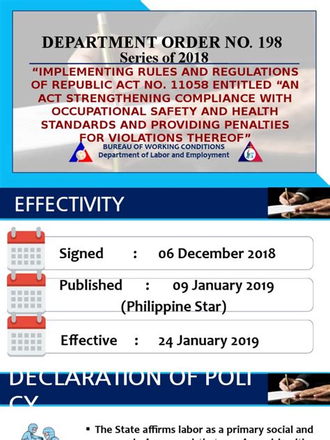 dole d.o. 198|DOLE D.O. 198 Declaration of Policy .